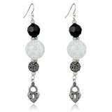 LO3800 - Antique Silver White Metal Earrings with Synthetic Synthetic Glass in Jet - Alamode