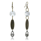 LO3801 - Gold+Antique Silver White Metal Earrings with Synthetic Synthetic Glass in Clear - Alamode