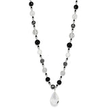 LO3817 - Antique Silver White Metal Necklace with Synthetic Synthetic Glass in Clear