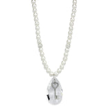 LO3819 - Antique Silver White Metal Necklace with Synthetic Synthetic Glass in Clear - Alamode