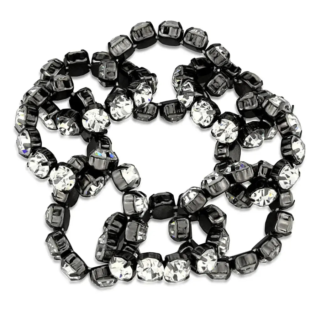LO3831 - Ruthenium Brass Bracelet with Top Grade Crystal in Clear - Alamode - Flyclothing LLC