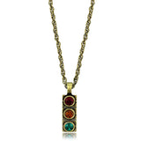 LO3836 - Antique Copper Brass Chain Pendant with Top Grade Crystal  in Multi Color - Alamode
