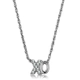 LO3845 - Rhodium Brass Necklace with Top Grade Crystal  in Clear - Alamode