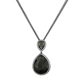 LO3847 - TIN Cobalt Black Brass Chain Pendant with Synthetic Synthetic Glass in Black Diamond