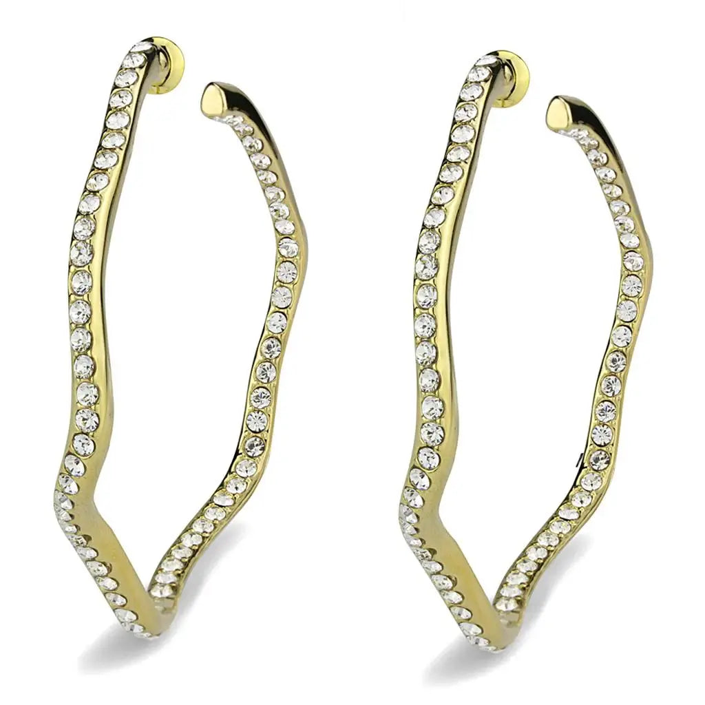 LO3857 - IP Gold(Ion Plating) Brass Earrings with Top Grade Crystal in Clear - Alamode - Flyclothing LLC