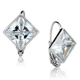 LO3868 - Rhodium Brass Earrings with AAA Grade CZ  in Clear - Alamode