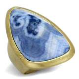 LO3881 - Antique Copper Brass Ring with Synthetic Onyx in Capri Blue - Alamode