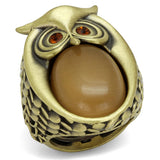 LO3888 - Antique Copper Brass Ring with Synthetic Cat Eye in Brown - Alamode