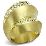 LO3898 - Gold & Brush Brass Ring with Top Grade Crystal in Clear - Alamode - Flyclothing LLC