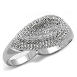 LO3913 - Rhodium Brass Ring with Top Grade Crystal in Clear - Alamode - Flyclothing LLC