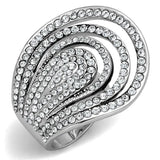 LO3914 - Rhodium Brass Ring with Top Grade Crystal in Clear - Alamode - Flyclothing LLC