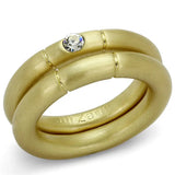 LO3918 - Gold & Brush Brass Ring with Top Grade Crystal in Clear - Alamode - Flyclothing LLC