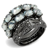 LO3928 - TIN Cobalt Black Brass Ring with Top Grade Crystal in Black Diamond - Alamode - Flyclothing LLC