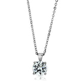 LO3932 - Rhodium Brass Chain Pendant with AAA Grade CZ in Clear - Alamode - Flyclothing LLC
