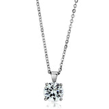 LO3932 - Rhodium Brass Chain Pendant with AAA Grade CZ  in Clear