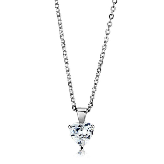 LO3935 - Rhodium Brass Chain Pendant with AAA Grade CZ in Clear - Alamode - Flyclothing LLC