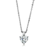 LO3937 - Rhodium Brass Chain Pendant with AAA Grade CZ  in Clear - Alamode