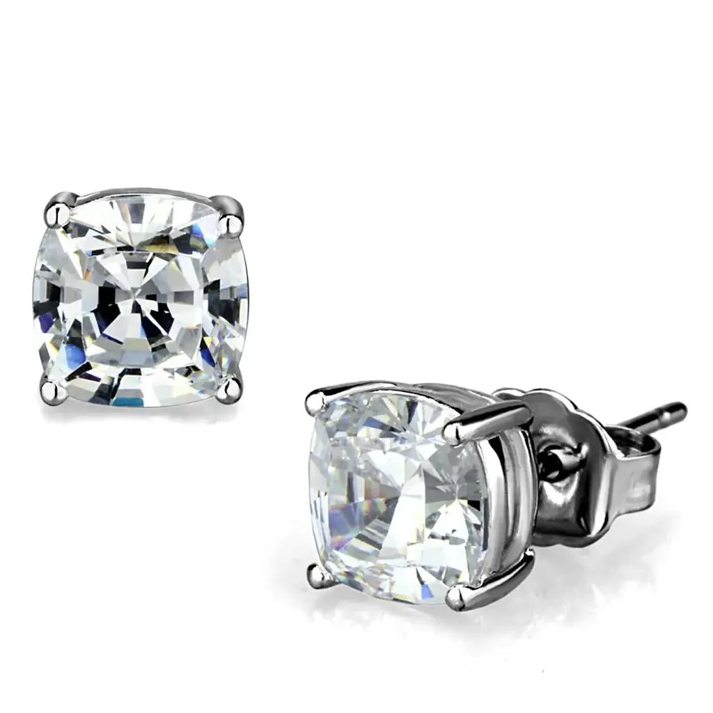 LO3948 - Rhodium Brass Earrings with AAA Grade CZ in Clear - Alamode - Flyclothing LLC