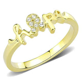 LO3965 - Flash Gold Brass Ring with Top Grade Crystal in Clear - Alamode - Flyclothing LLC