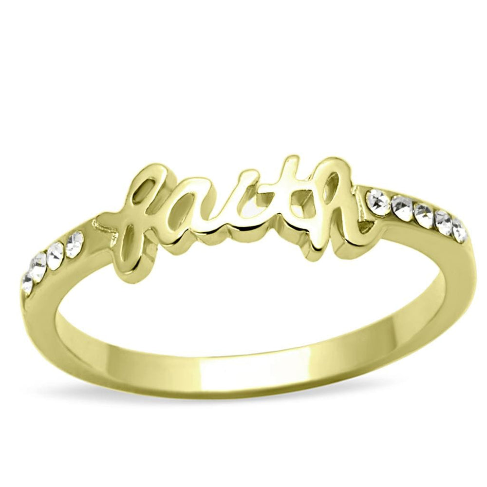 LO3967 - Flash Gold Brass Ring with Top Grade Crystal  in Clear - Alamode