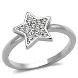LO3980 - Rhodium Brass Ring with Top Grade Crystal in Clear - Alamode - Flyclothing LLC
