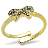 LO4042 - Flash Gold Brass Ring with Top Grade Crystal  in Clear