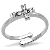 LO4043 - Rhodium Brass Ring with Top Grade Crystal in Clear - Alamode - Flyclothing LLC