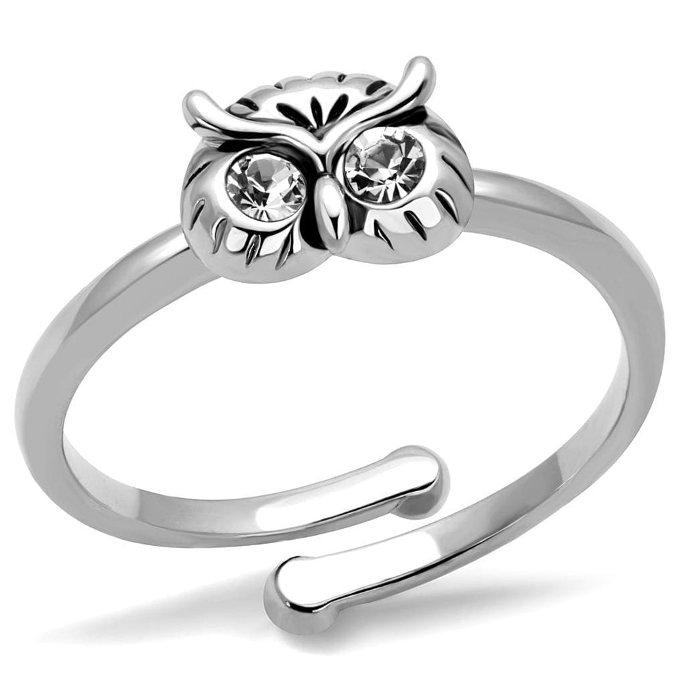 LO4049 - Rhodium Brass Ring with Top Grade Crystal  in Clear - Alamode