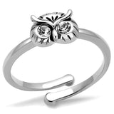 LO4049 - Rhodium Brass Ring with Top Grade Crystal  in Clear - Alamode