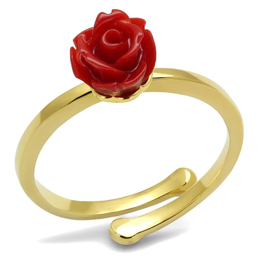 LO4058 - Flash Gold Brass Ring with Synthetic Synthetic Stone in Siam - Alamode