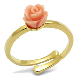 LO4059 - Flash Gold Brass Ring with Synthetic Synthetic Stone in Light Peach - Alamode