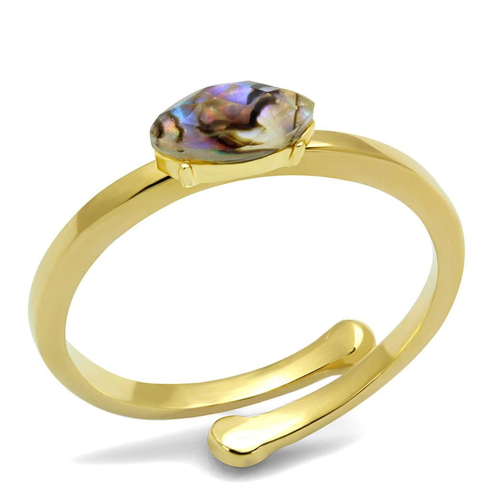 LO4062 - Flash Gold Brass Ring with Precious Stone Conch in Multi Color - Alamode
