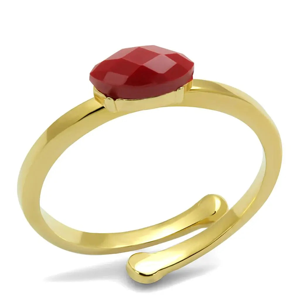 LO4063 - Flash Gold Brass Ring with Synthetic Synthetic Stone in Siam - Alamode - Flyclothing LLC