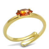 LO4065 - Flash Gold Brass Ring with AAA Grade CZ in Orange - Alamode - Flyclothing LLC