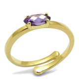 LO4068 - Flash Gold Brass Ring with AAA Grade CZ in Amethyst - Alamode - Flyclothing LLC