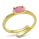LO4069 - Flash Gold Brass Ring with Synthetic Cat Eye in Rose - Alamode - Flyclothing LLC