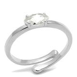 LO4070 - Rhodium Brass Ring with AAA Grade CZ  in Clear - Alamode