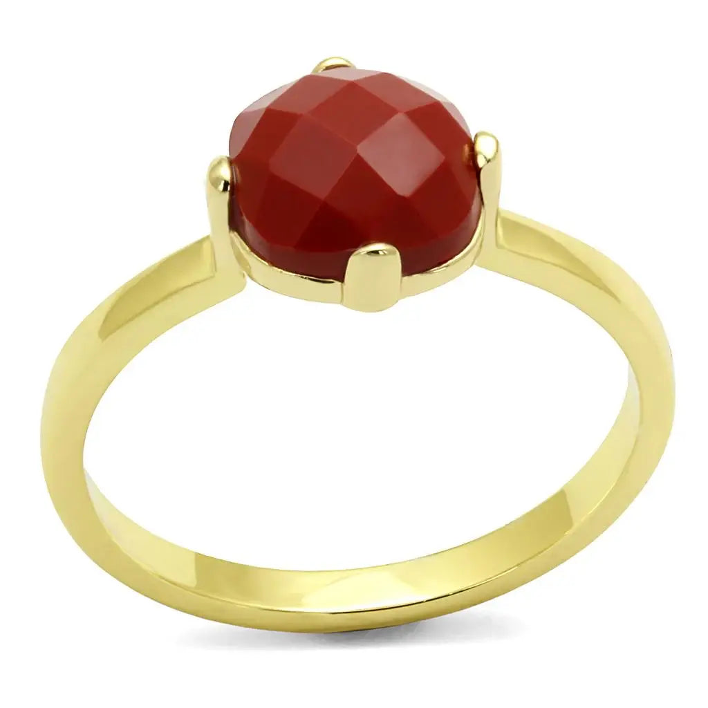 LO4077 - Flash Gold Brass Ring with Synthetic Synthetic Stone in Siam - Alamode - Flyclothing LLC