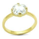 LO4078 - Flash Gold Brass Ring with AAA Grade CZ in Clear - Alamode - Flyclothing LLC