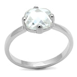 LO4080 - Rhodium Brass Ring with AAA Grade CZ  in Clear - Alamode