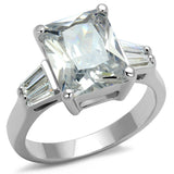 LO4091 - Rhodium Brass Ring with AAA Grade CZ  in Clear - Alamode