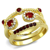 LO4116 - Gold Brass Ring with Top Grade Crystal in Siam - Alamode - Flyclothing LLC