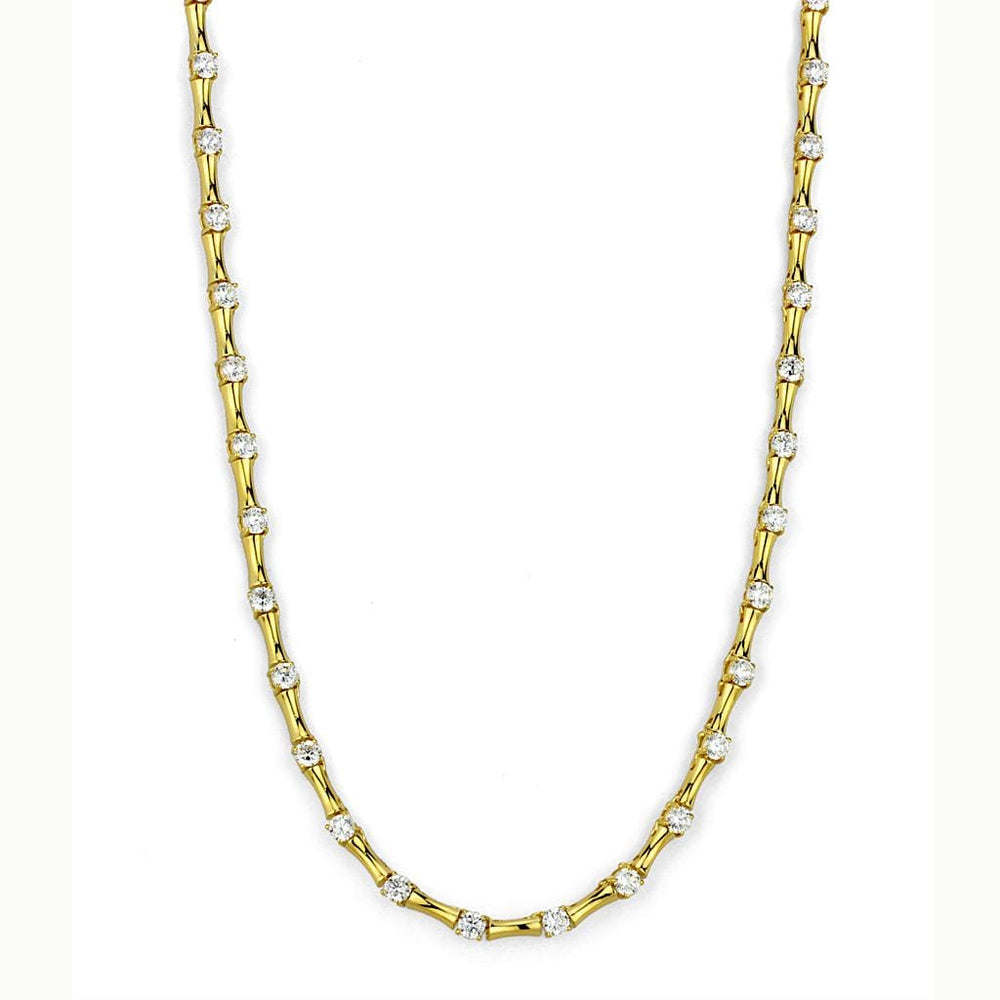 LO4123 - Gold Brass Necklace with AAA Grade CZ  in Clear - Alamode