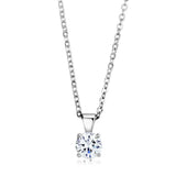 LO4129 - Rhodium Brass Chain Pendant with AAA Grade CZ in Clear - Alamode - Flyclothing LLC