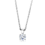 LO4129 - Rhodium Brass Chain Pendant with AAA Grade CZ  in Clear - Alamode