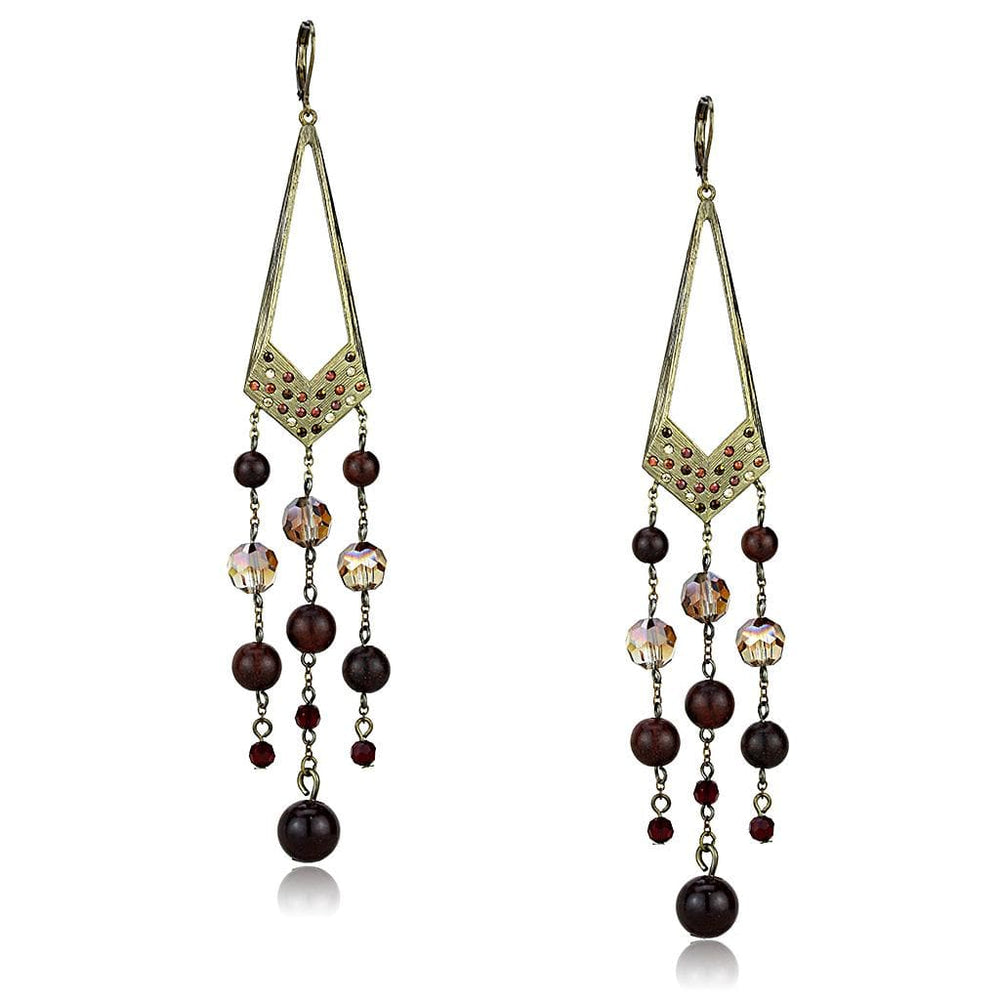 LO4186 - Antique Copper Brass Earrings with Assorted  in Multi Color - Alamode