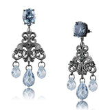 LO4188 - TIN Cobalt Black Brass Earrings with AAA Grade CZ in Sea Blue - Alamode - Flyclothing LLC