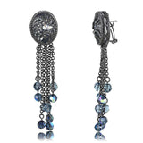 LO4199 - TIN Cobalt Black Brass Earrings with AAA Grade CZ in Clear - Alamode - Flyclothing LLC