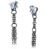 LO4204 - TIN Cobalt Black Brass Earrings with AAA Grade CZ in Clear - Alamode - Flyclothing LLC