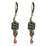LO4205 - Antique Copper Brass Earrings with AAA Grade CZ in Garnet - Alamode - Flyclothing LLC